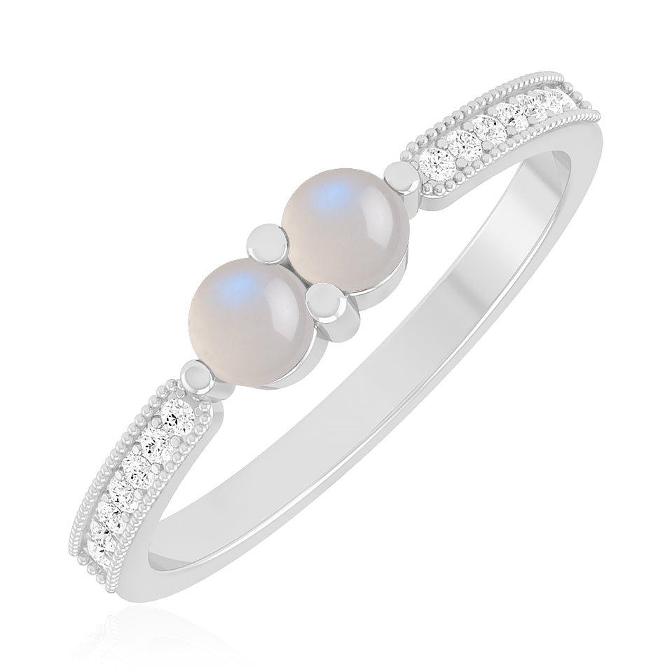 Toi et Moi Ring | Sterling Silver Birthstone Ring | Genuine Gemstone & Diamond Studded Ring | Personalized Promise Ring | Gift for Her