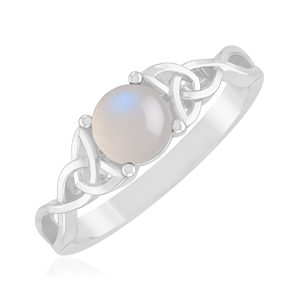 Celtic Knot Ring | Sterling Silver Birthstone Ring | Genuine Gemstone & Diamond Studded Ring | Personalized Promise Ring | Gift for Her