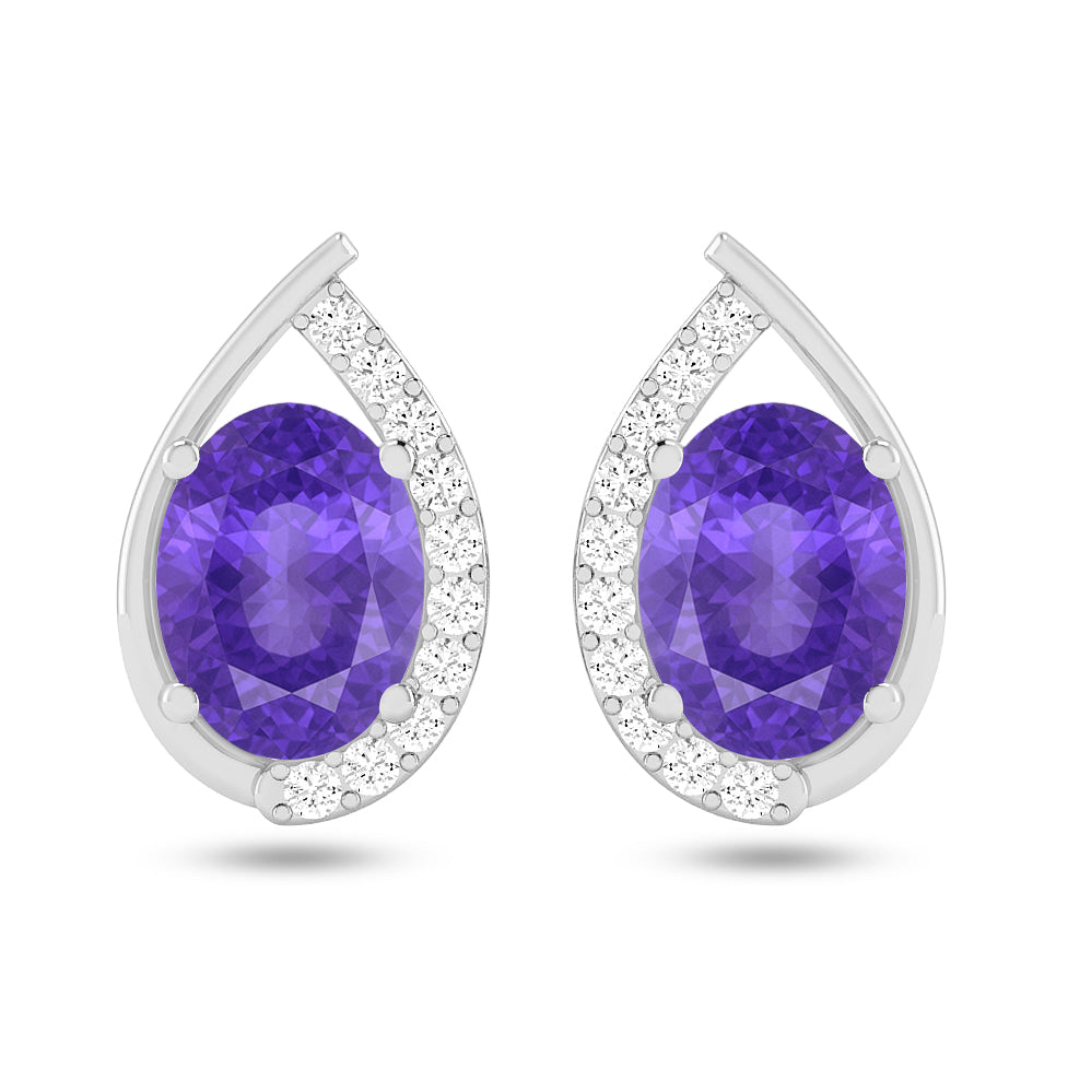 Pear Halo Stud Earrings | 925 Sterling Silver Birthstone Stud Earrings | Diamond Accent Gemstone Earrings | 15 Birthstone Options | Gift for Women (Copy)
