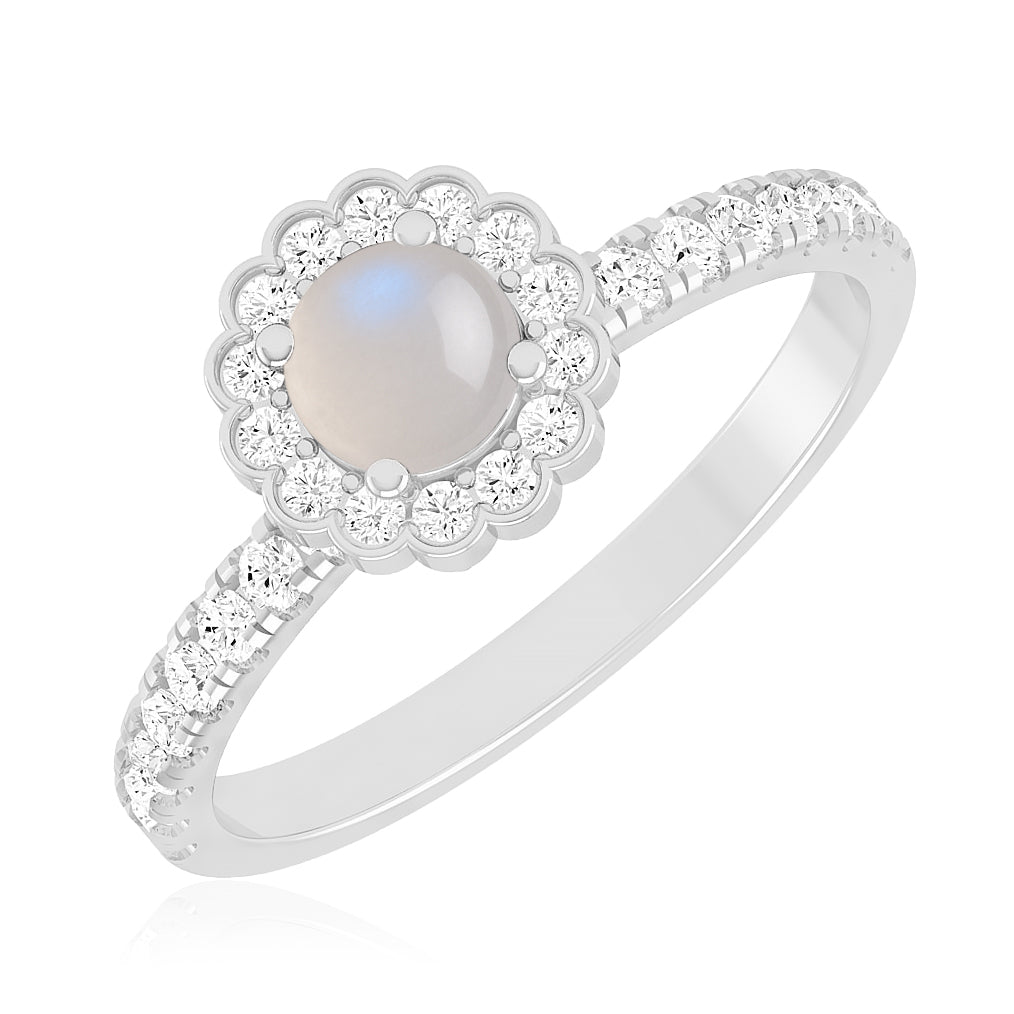 Flower Cluster Ring | Sterling Silver Birthstone Ring | Genuine Gemstone & Diamond Studded Ring | Personalized Promise Ring | Gift for Her