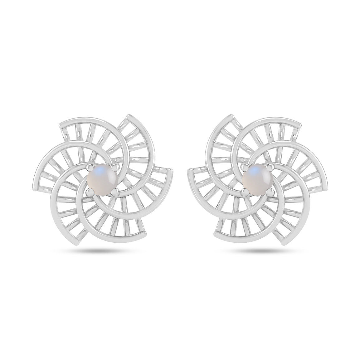 Spiral Floral Stud Earrings | 925 Sterling Silver Birthstone Stud Earrings | Diamond Accent Gemstone Earrings | 15 Birthstone Options | Gift for Women