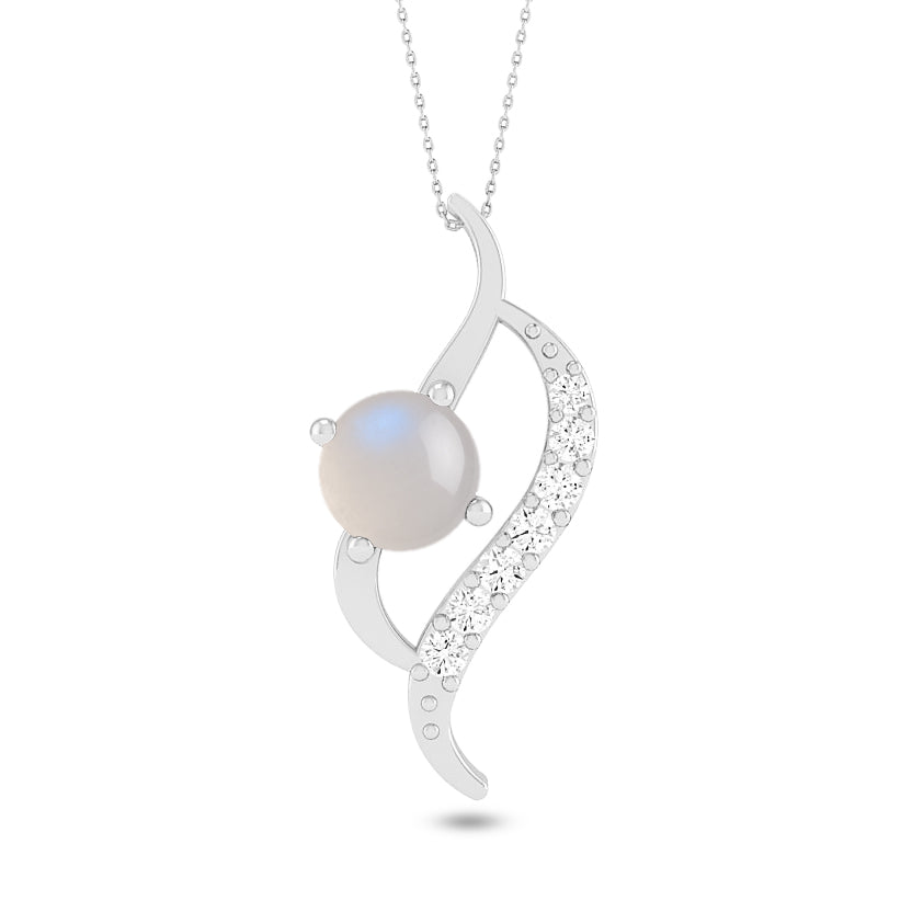 Bypass Swirl Pendant | Starburst Pendant | Heart Knot Teardrop Pendant | Sterling Silver Birthstone Necklace | Diamond Accent | Adjustable Chain | 15 Gemstone Choices