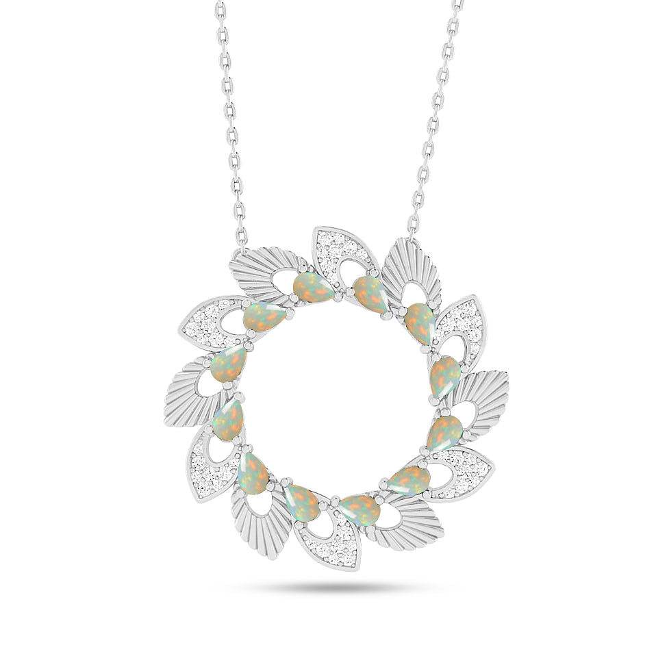 Floral Wreath Pendant | Starburst Pendant | Heart Knot Teardrop Pendant | Sterling Silver Birthstone Necklace | Diamond Accent | Adjustable Chain | 15 Gemstone Choices