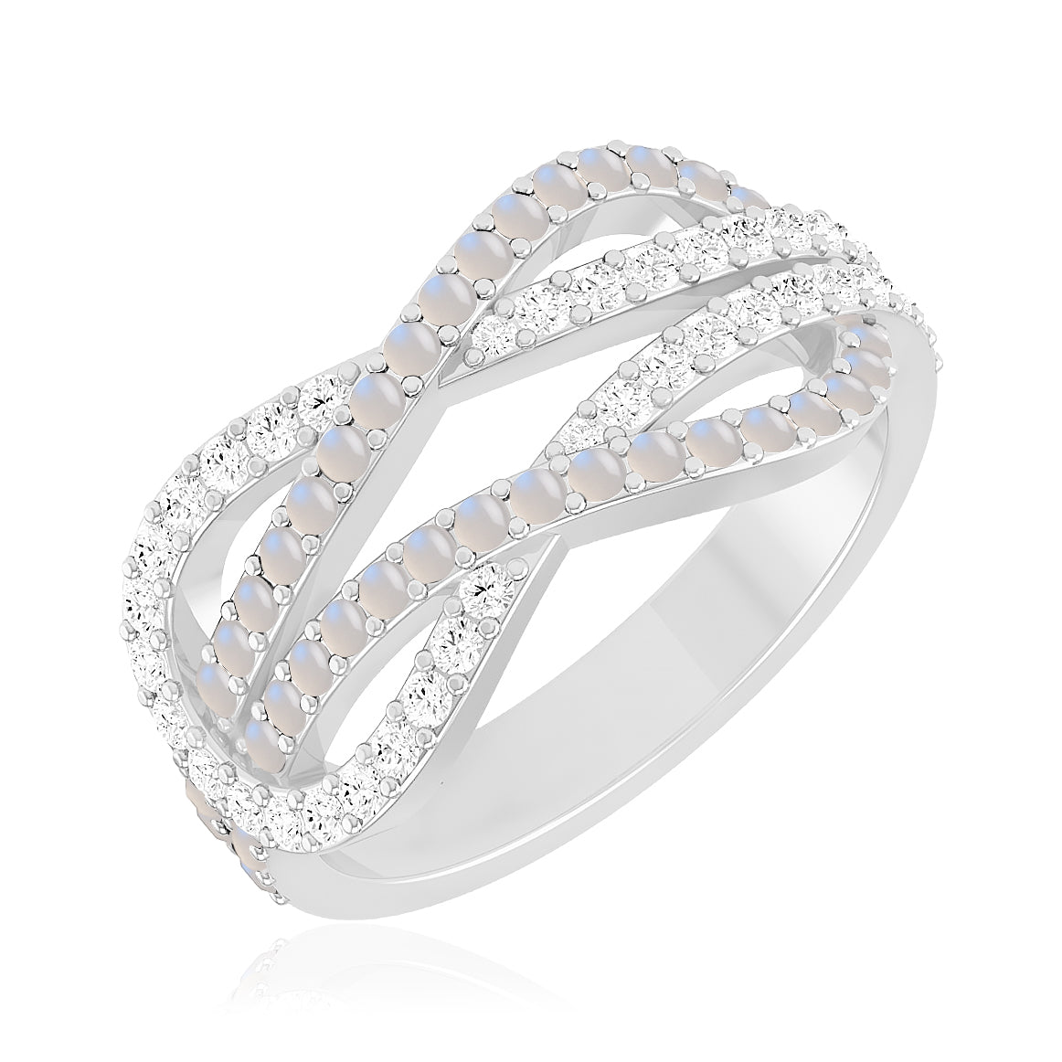 Infinity Crossover Band Ring| Sterling Silver Birthstone Ring | Genuine Gemstone & Diamond Studded Ring | Personalized Promise Ring | Gift for Her