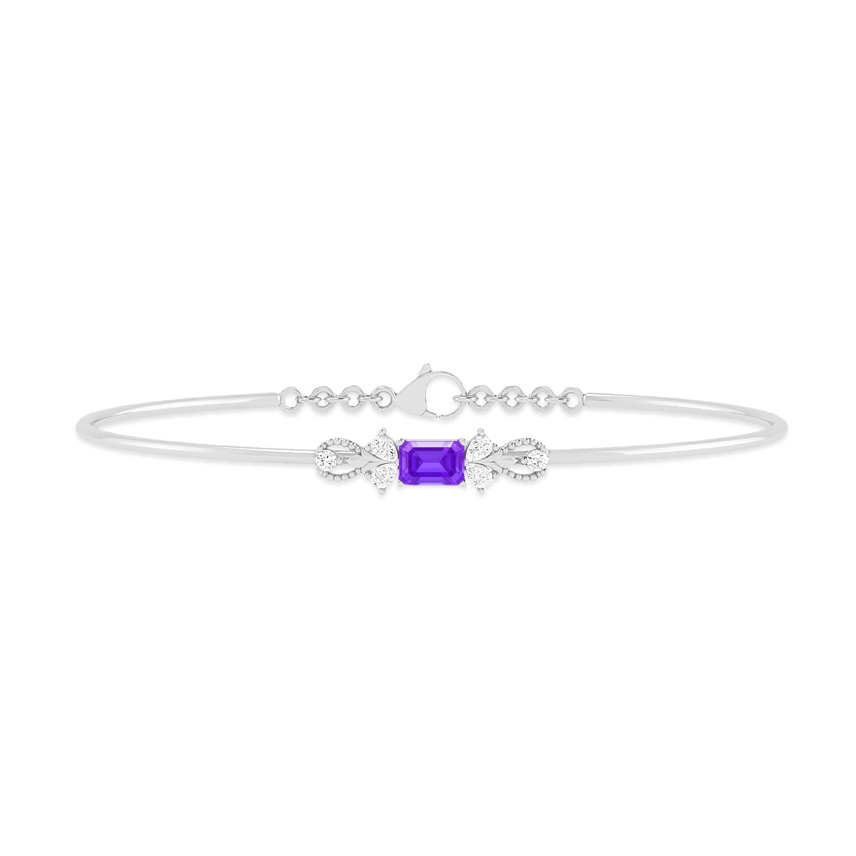 Gemstone Bangle Bracelet | Sterling Silver Birthstone Bracelet | Adjustable Chain | 15 Gemstone Choices | Personalized Gemstone Bracelet Floral Vine Bracelet Canter piece