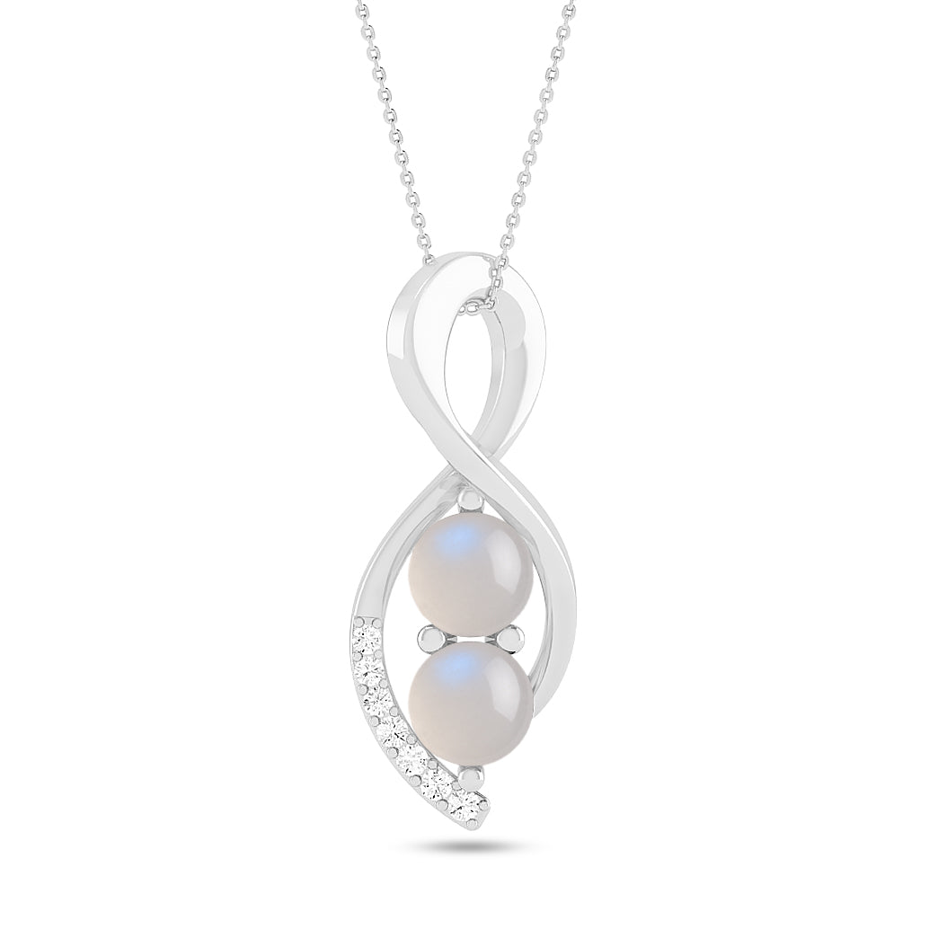 Infinity Twist Pendant | Starburst Pendant | Heart Knot Teardrop Pendant | Sterling Silver Birthstone Necklace | Diamond Accent | Adjustable Chain | 15 Gemstone Choices