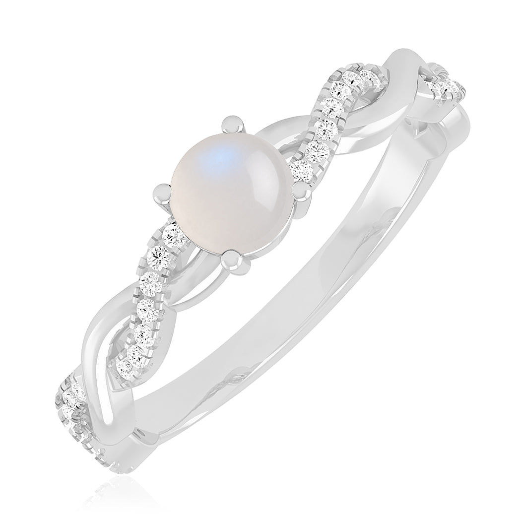 Infinity Knot Solitaire Ring | Sterling Silver Birthstone Ring | Genuine Gemstone & Diamond Studded Ring | Personalized Promise Ring | Gift for Her