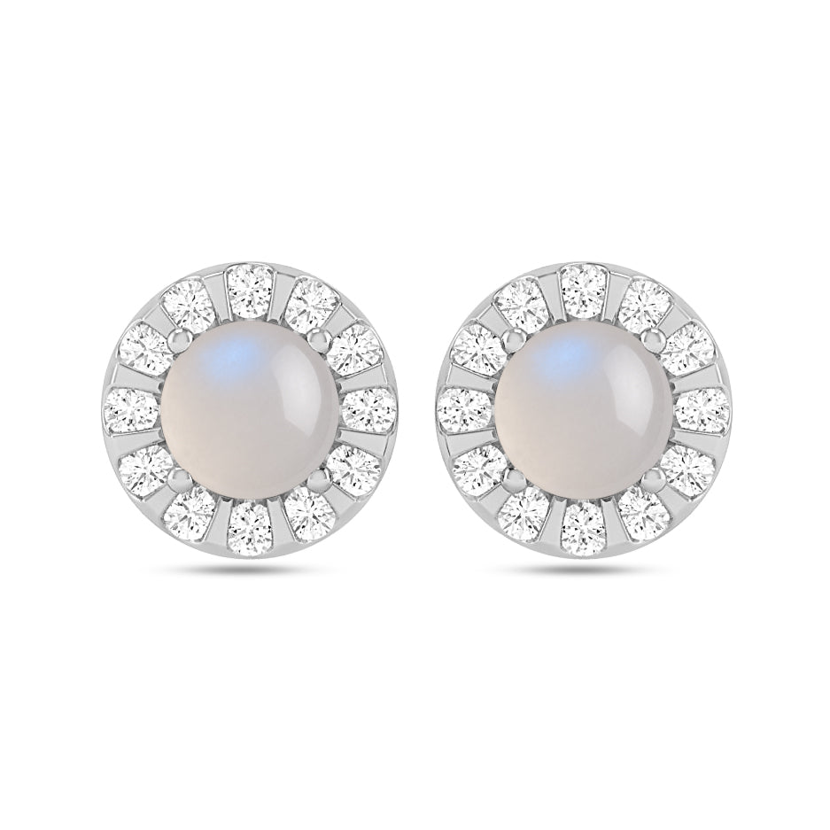 Sunburst Halo Stud Earrings | 925 Sterling Silver Birthstone Stud Earrings | Diamond Accent Gemstone Earrings | 15 Birthstone Options | Gift for Women