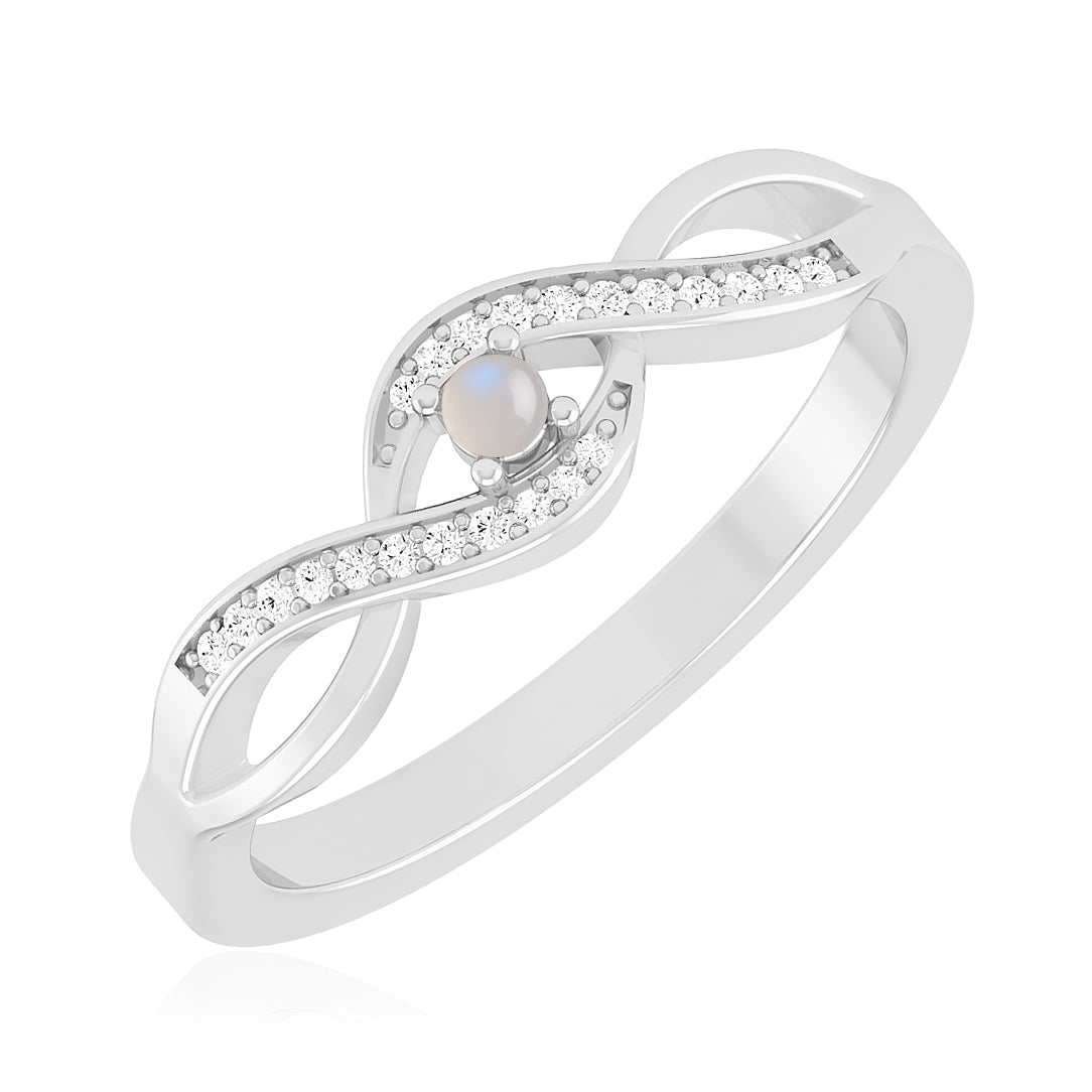 Infinity Ring | Sterling Silver Birthstone Ring | Genuine Gemstone & Diamond Studded Ring | Personalized Promise Ring | Gift for Her