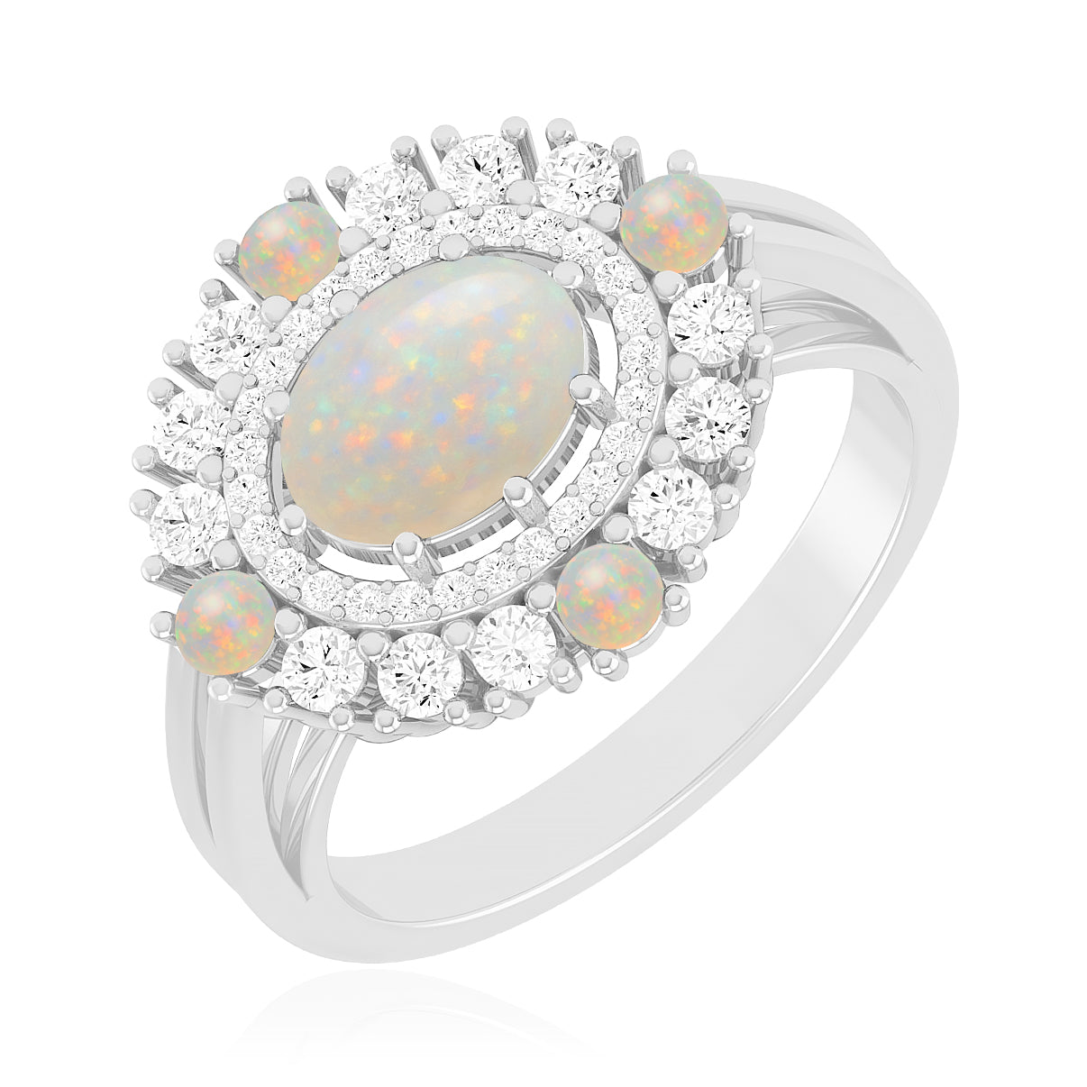 Double Halo Cluster Ring | Sterling Silver Birthstone Ring | Genuine Gemstone Studded Ring | Personalized Promise Ring | Gift for Her