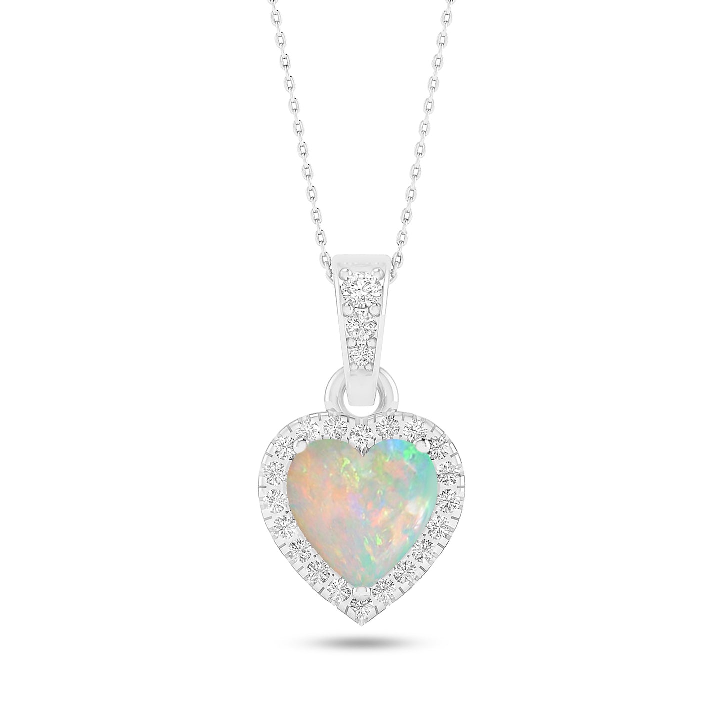 Heart Halo Pendant | Sterling Silver Birthstone Necklace | Diamond Accent | Adjustable Chain | 15 Gemstone Choices