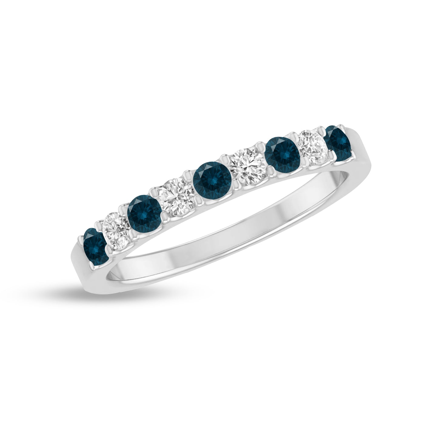 Half Eternity Ring | Sterling Silver Birthstone Ring | Genuine Gemstone & Diamond Studded Ring | Personalized Promise Ring | Gift for Her