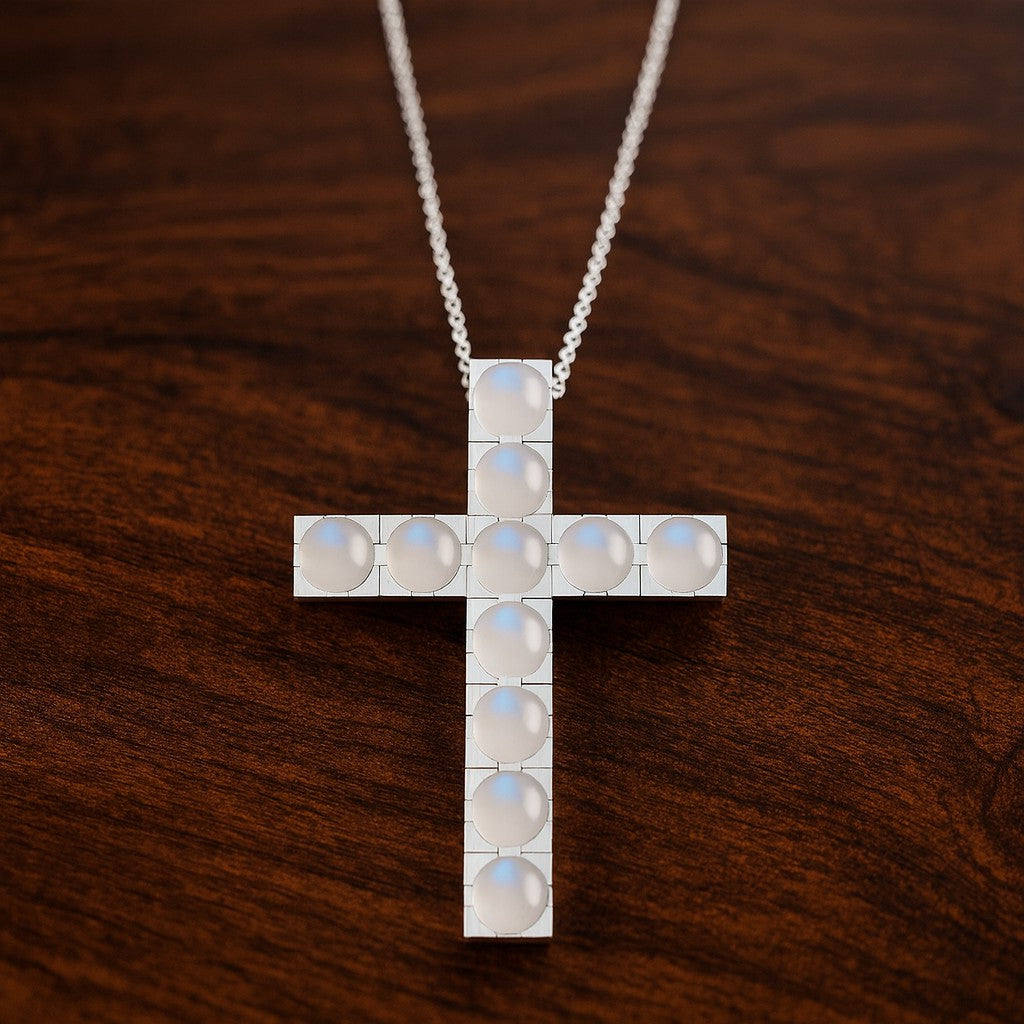 Cross Pendant Necklace | Sterling Silver Birthstone Necklace | Adjustable Chain | 15 Gemstone Choices | Personalized Gemstone Pendant