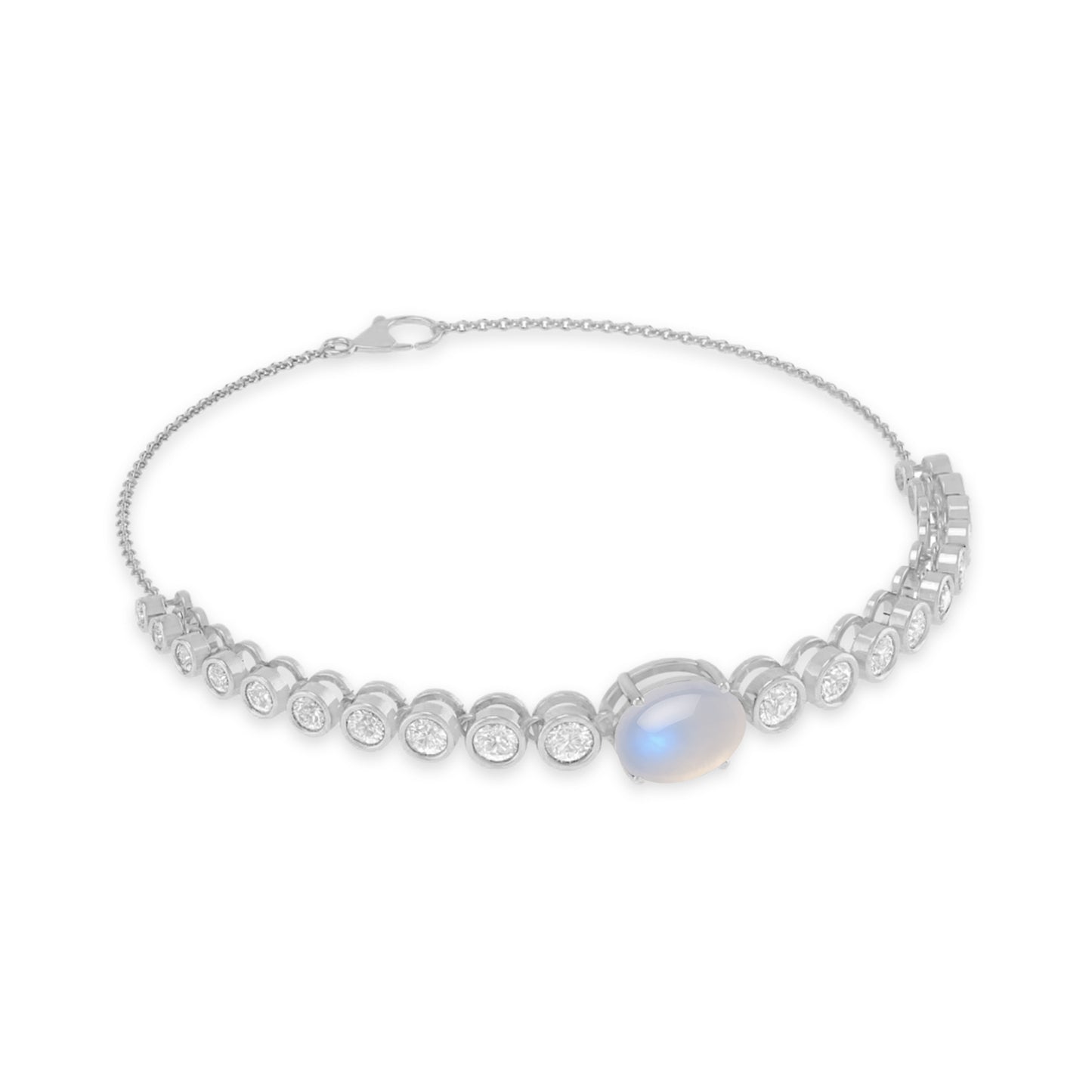 Center Stone Tennis Bracelet | Sterling Silver Birthstone Bracelet | Adjustable Chain | 15 Gemstone Choices | Personalized Gemstone Bracelet