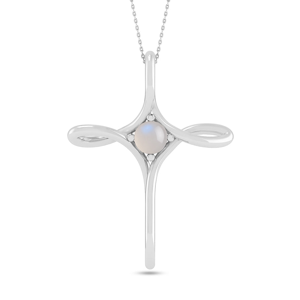 Infinity Cross Pendant | Sterling Silver Birthstone Necklace | Adjustable Chain | 15 Gemstone Choices | Personalized Gemstone Pendant