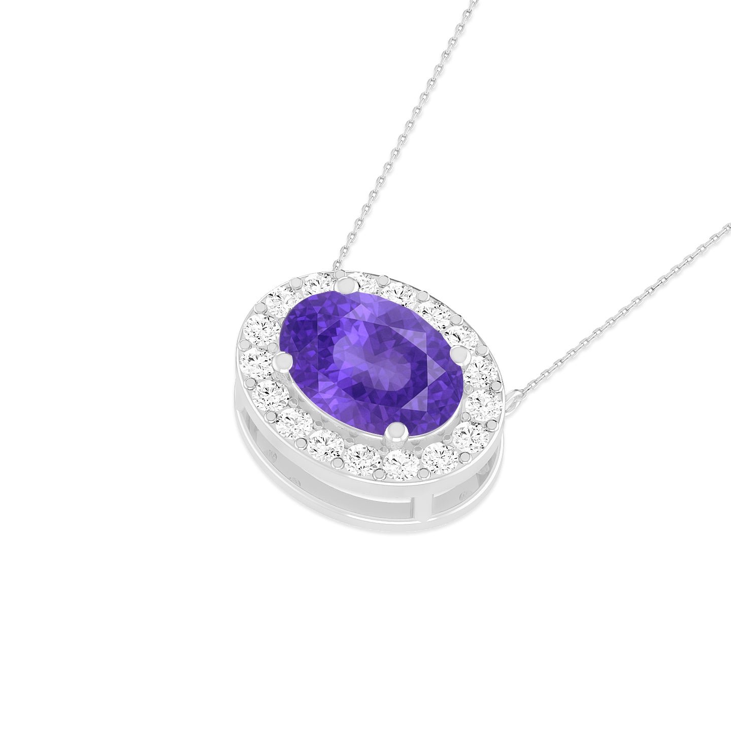 Oval Halo Solitaire Pendant | Starburst Pendant | Heart Knot Teardrop Pendant | Sterling Silver Birthstone Necklace | Diamond Accent | Adjustable Chain | 15 Gemstone Choices