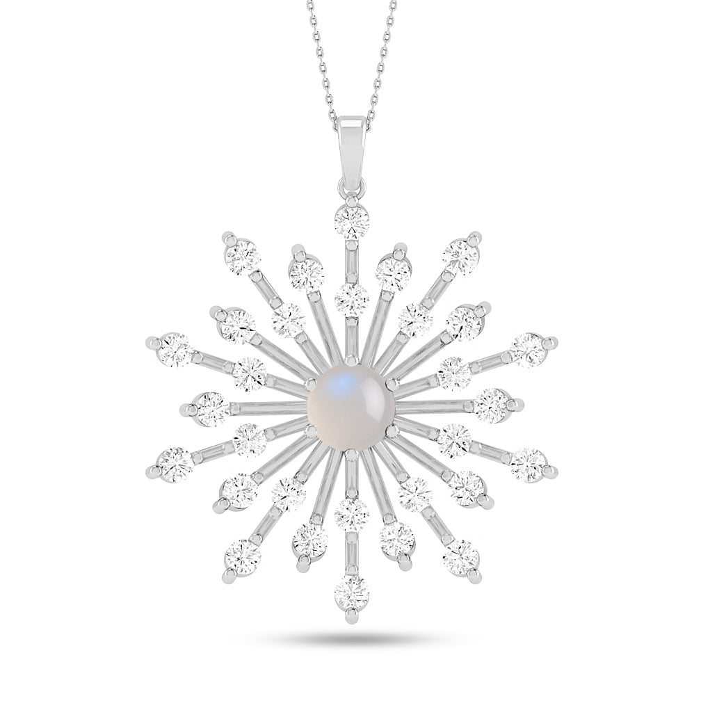 Starburst Pendant | Heart Knot Teardrop Pendant | Sterling Silver Birthstone Necklace | Diamond Accent | Adjustable Chain | 15 Gemstone Choices