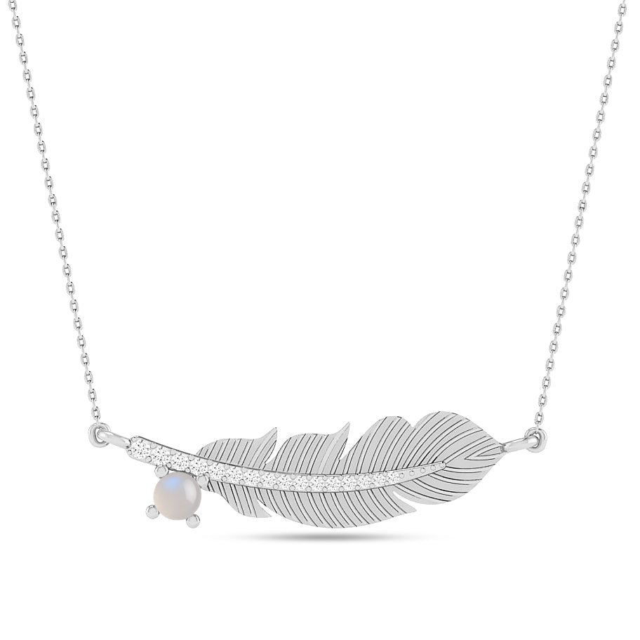Feather Pendant Necklace | Starburst Pendant | Heart Knot Teardrop Pendant | Sterling Silver Birthstone Necklace | Diamond Accent | Adjustable Chain | 15 Gemstone Choices