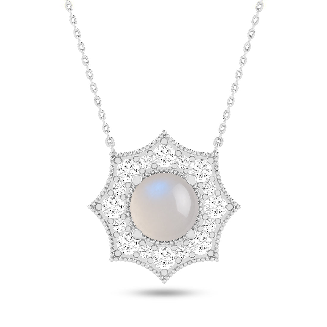 Snowflake Halo Pendant | Starburst Pendant | Heart Knot Teardrop Pendant | Sterling Silver Birthstone Necklace | Diamond Accent | Adjustable Chain | 15 Gemstone Choices