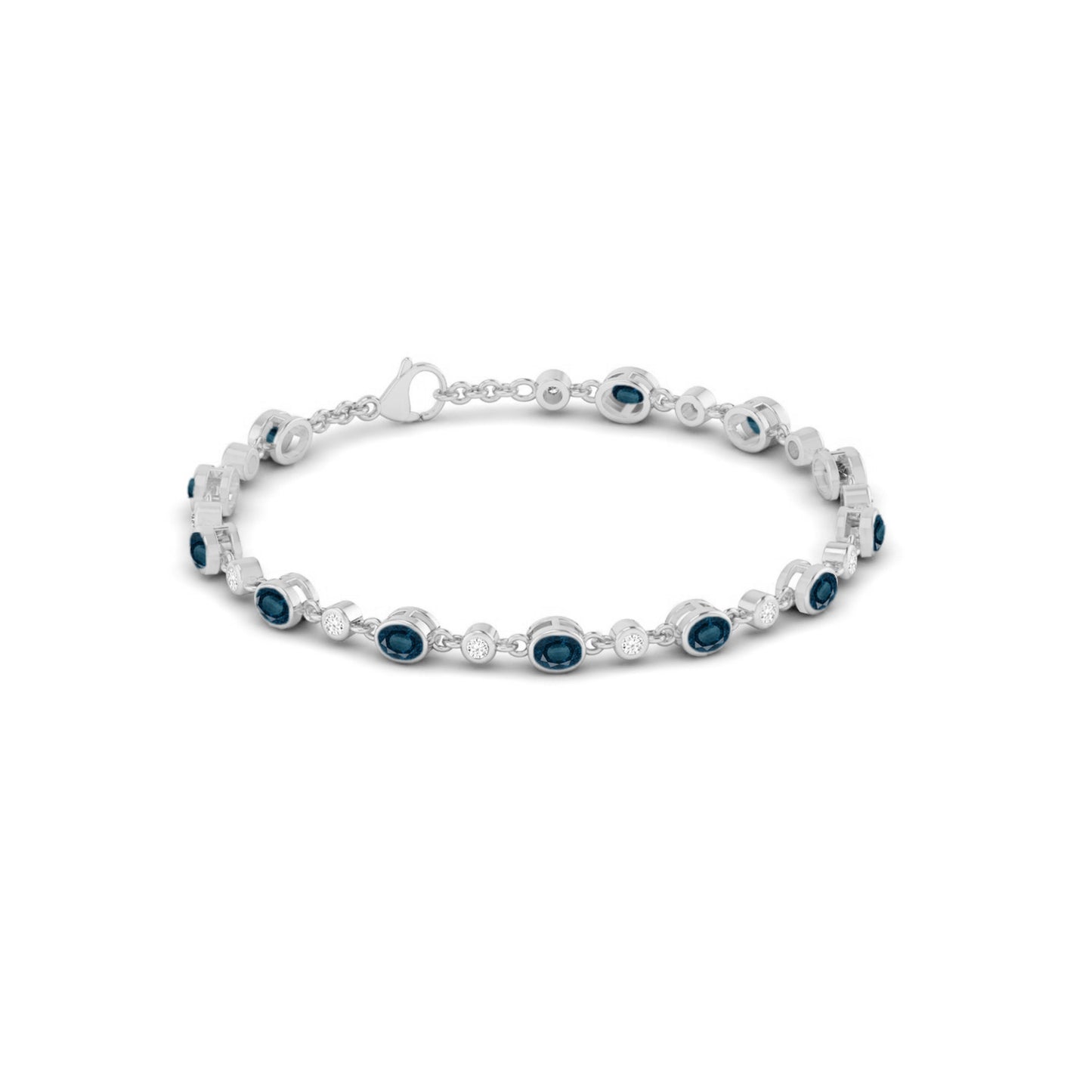 Bezel Set Tennis Bracelet | Sterling Silver Birthstone Bracelet | Adjustable Chain | 15 Gemstone Choices | Personalized Gemstone Bracelet
