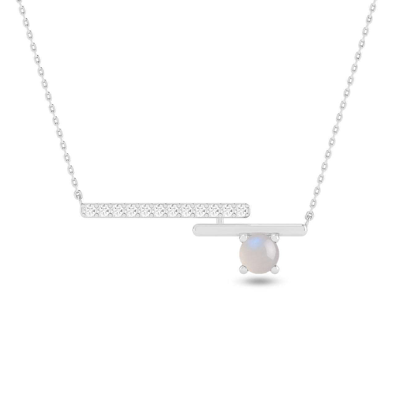 Geometric Bar Pendant | Starburst Pendant | Heart Knot Teardrop Pendant | Sterling Silver Birthstone Necklace | Diamond Accent | Adjustable Chain | 15 Gemstone Choices