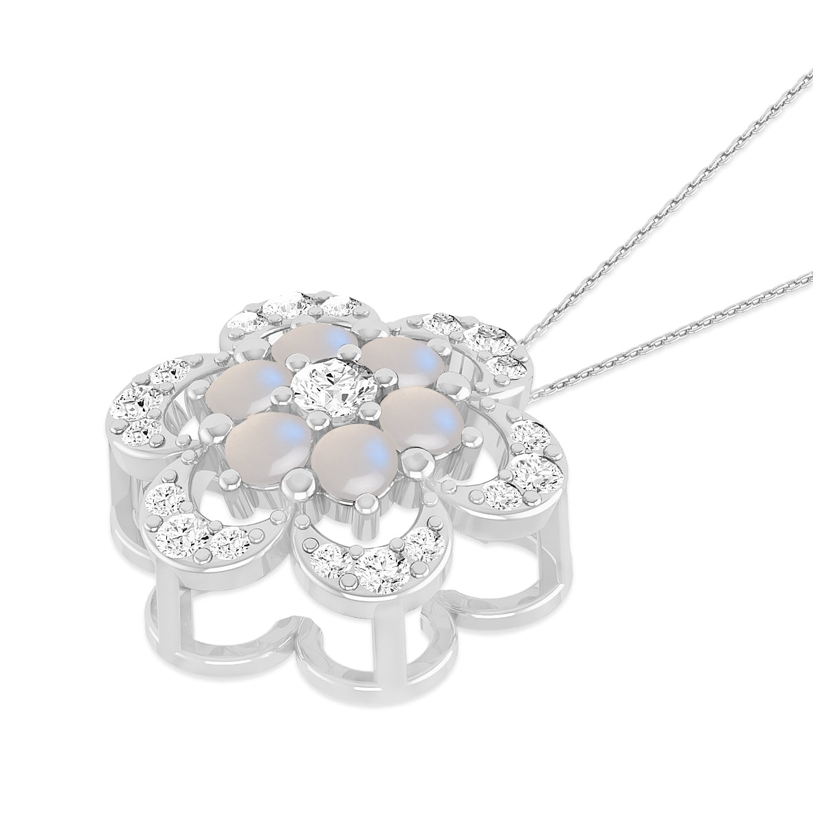 Floral Cluster Pendant | Starburst Pendant | Heart Knot Teardrop Pendant | Sterling Silver Birthstone Necklace | Diamond Accent | Adjustable Chain | 15 Gemstone Choices