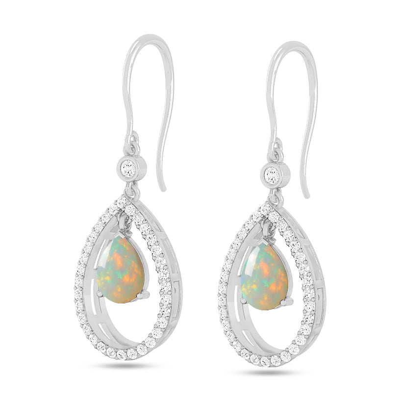 Floating Pear Drop Earrings | 925 Sterling Silver Birthstone Stud Earrings | Diamond Accent Gemstone Earrings | 15 Birthstone Options | Gift for Women