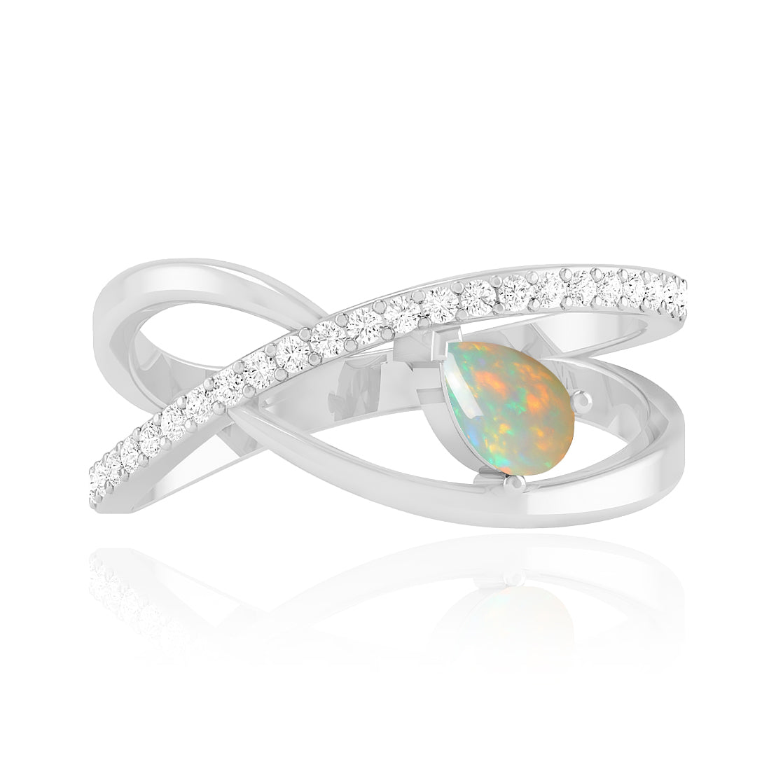 Bypass Pear Solitaire Ring | Sterling Silver Birthstone Ring | Genuine Gemstone & Diamond Studded Ring | Personalized Promise Ring | Gift for Her