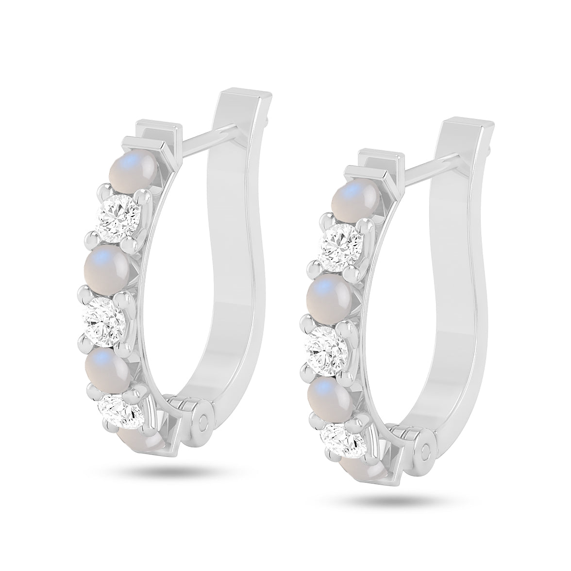 Inside-Outside Hoop Earrings | 925 Sterling Silver Birthstone Stud Earrings | Diamond Accent Gemstone Earrings | 15 Birthstone Options | Gift for Women