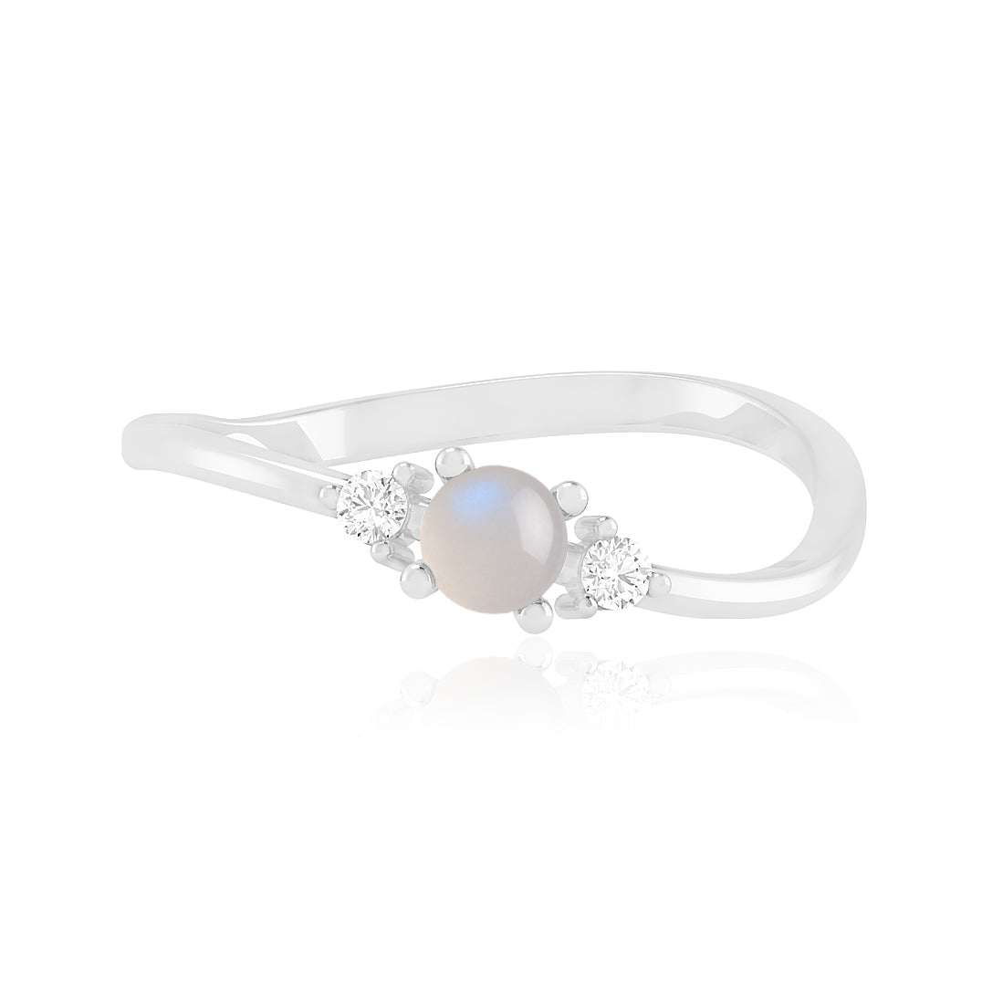 Three Stone Solitaire Ring | Sterling Silver Birthstone Ring | Genuine Gemstone & Diamond Studded Ring | Personalized Promise Ring | Gift for Her
