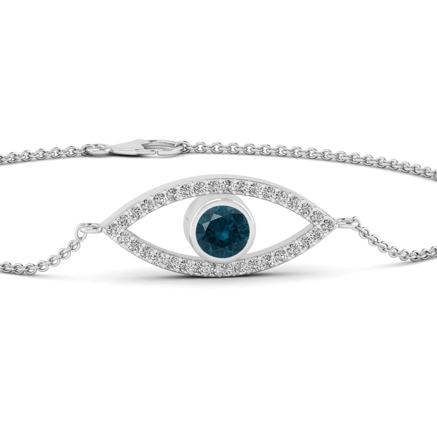 Evil Eye Bracelet | Sterling Silver Birthstone Bracelet | Adjustable Chain | 15 Gemstone Choices | Personalized Gemstone Bracelet