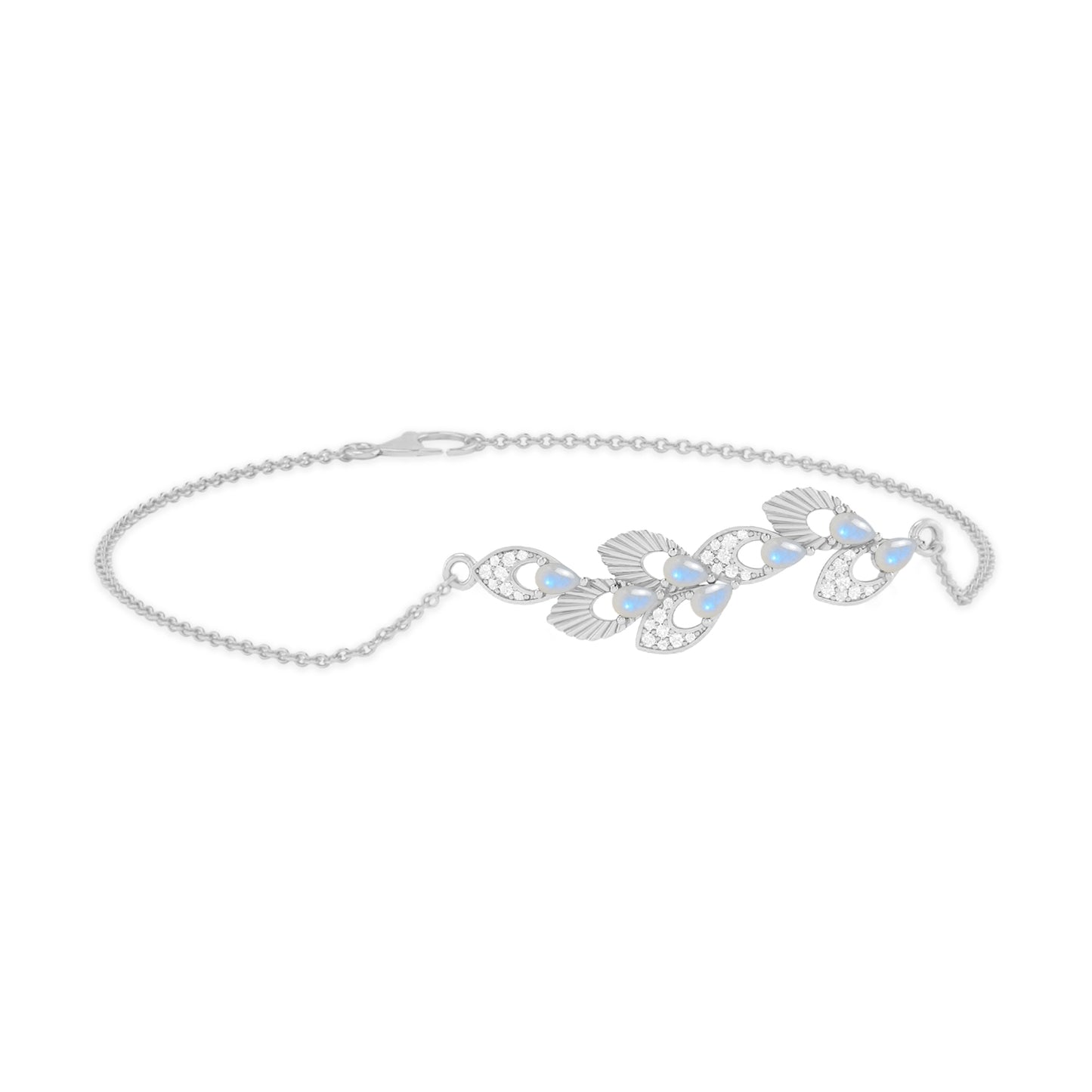 Floral Vine Bracelet Centerpiece | Sterling Silver Birthstone Bracelet | Adjustable Chain | 15 Gemstone Choices | Personalized Gemstone Bracelet Floral Vine Bracelet Canter piece