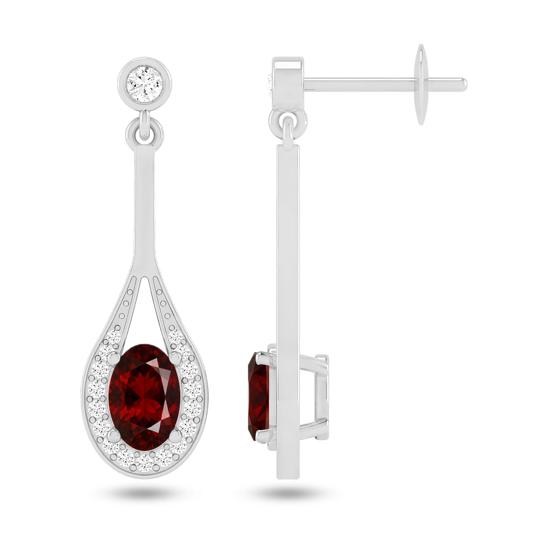 Teardrop Halo Dangle Earrings | 925 Sterling Silver Birthstone Stud Earrings | Diamond Accent Gemstone Earrings | 15 Birthstone Options | Gift for Women