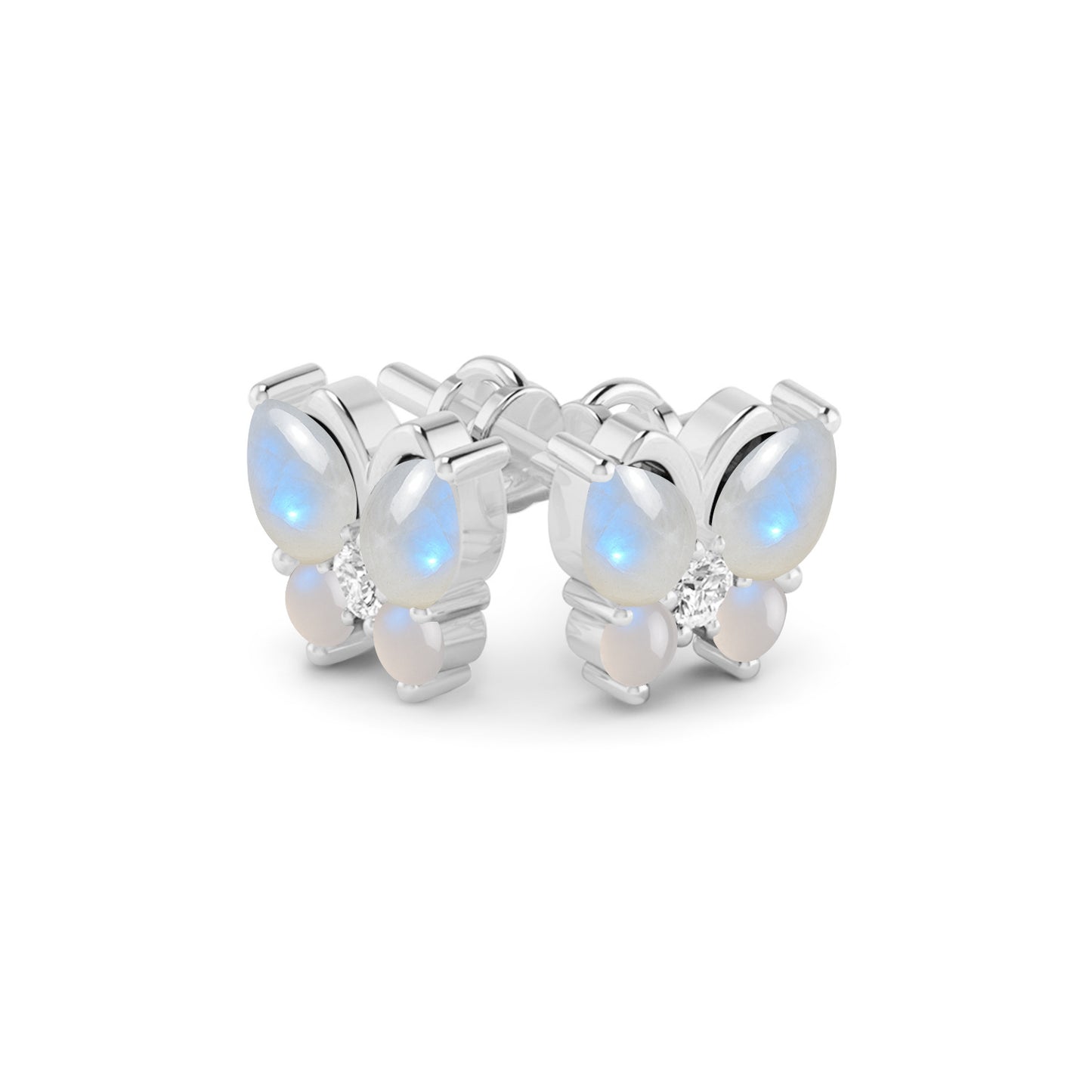 Butterfly Stud Earrings | 925 Sterling Silver Birthstone Stud Earrings | Diamond Accent Gemstone Earrings | 15 Birthstone Options | Gift for Women