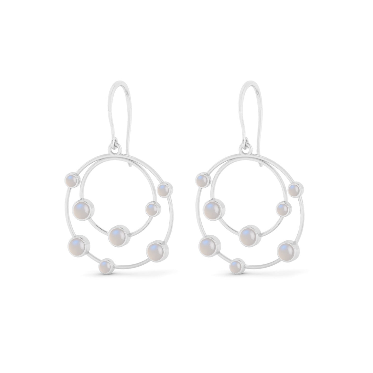 Open Circle Drop Earrings | 925 Sterling Silver Birthstone Stud Earrings | Diamond Accent Gemstone Earrings | 15 Birthstone Options | Gift for Women