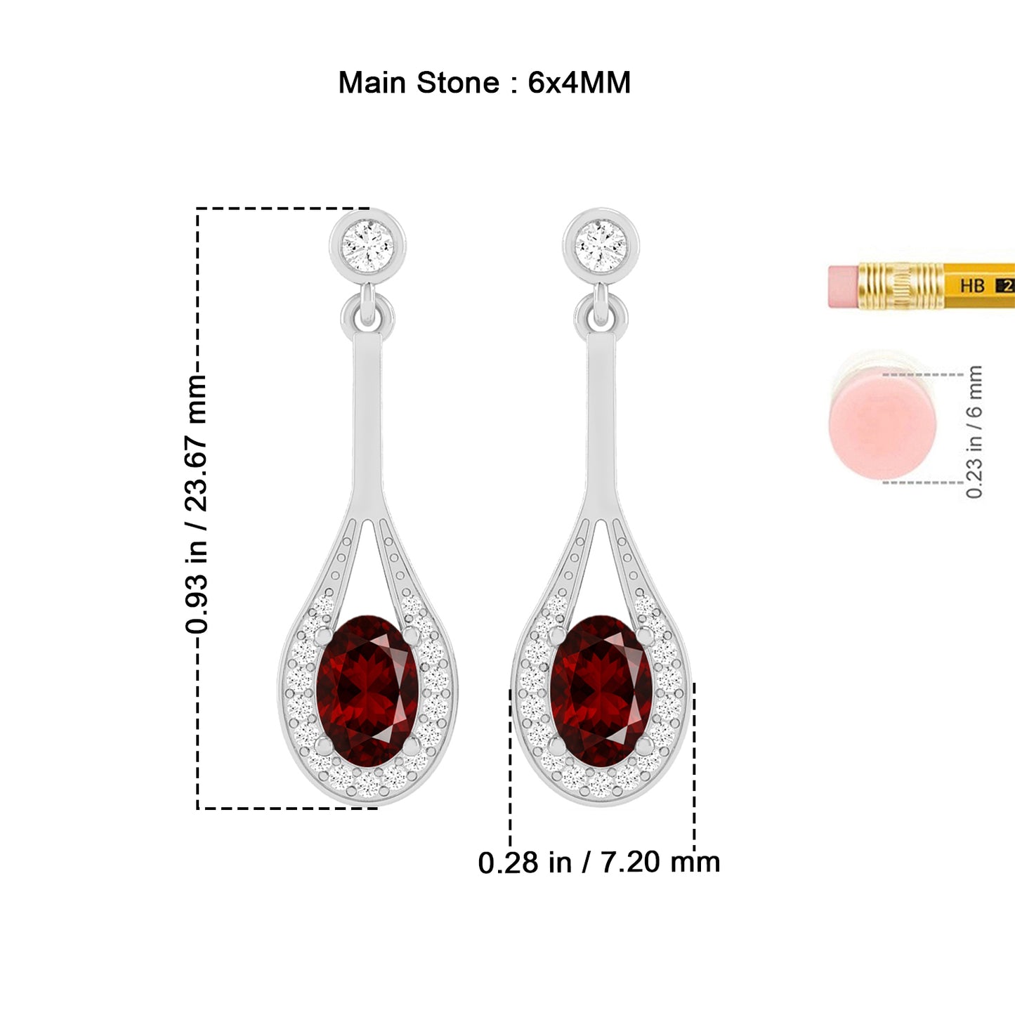 Teardrop Halo Dangle Earrings | 925 Sterling Silver Birthstone Stud Earrings | Diamond Accent Gemstone Earrings | 15 Birthstone Options | Gift for Women