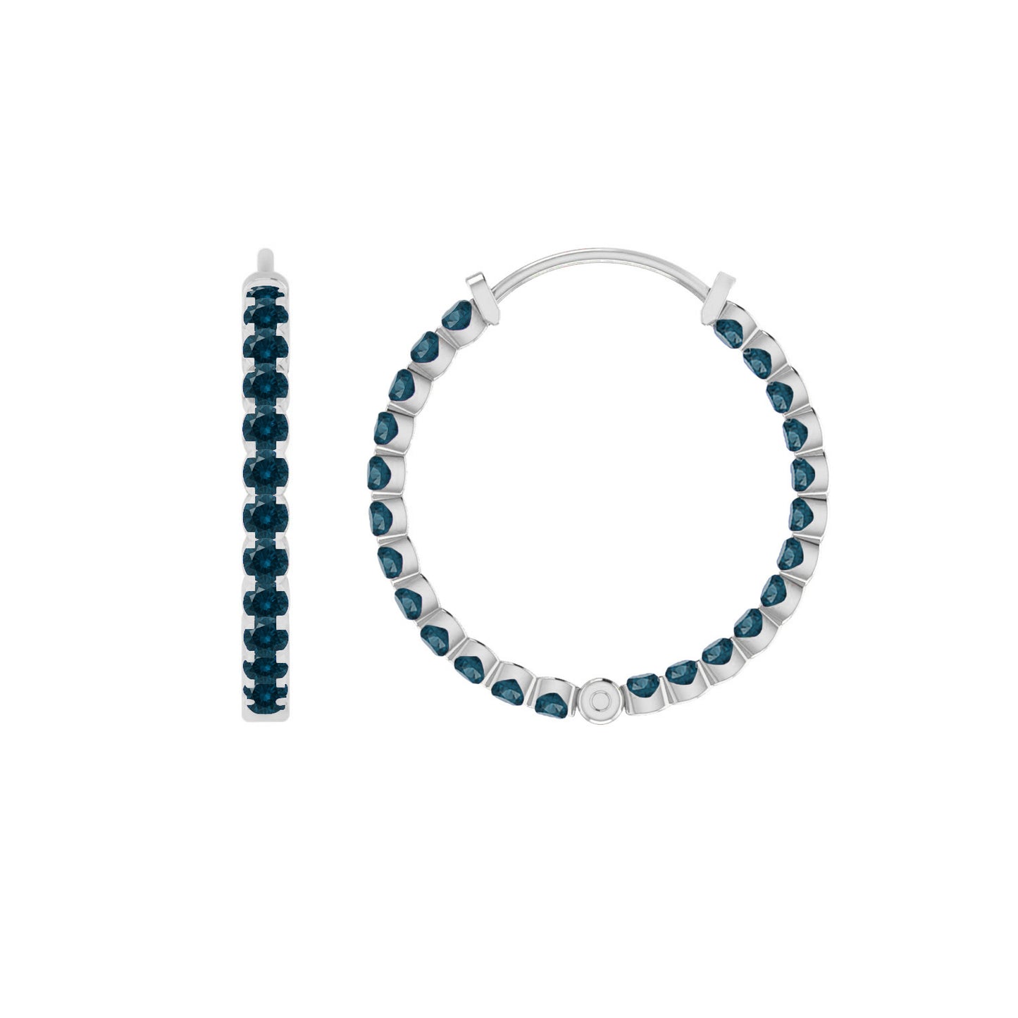 Inside-Out Hoop Earrings | 925 Sterling Silver Birthstone Stud Earrings | Diamond Accent Gemstone Earrings | 15 Birthstone Options | Gift for Women