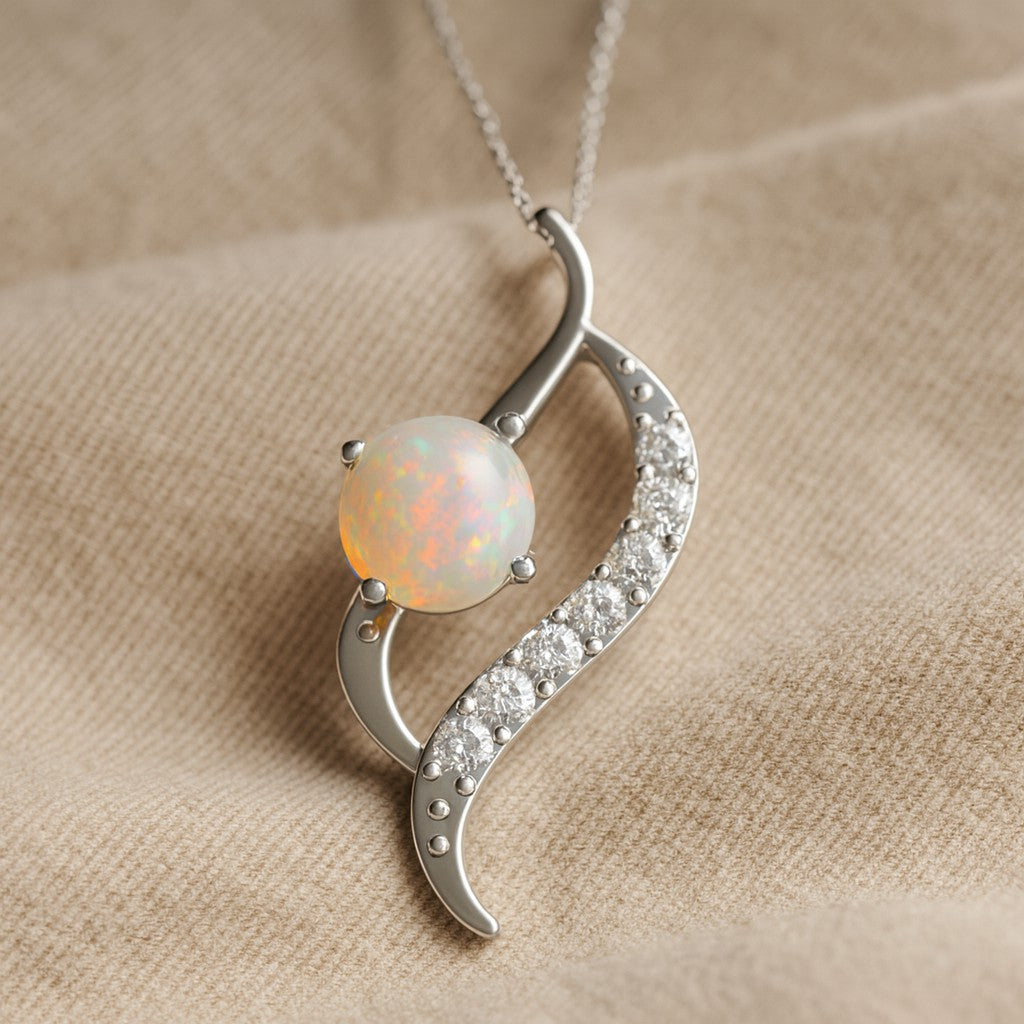 Bypass Swirl Pendant | Starburst Pendant | Heart Knot Teardrop Pendant | Sterling Silver Birthstone Necklace | Diamond Accent | Adjustable Chain | 15 Gemstone Choices