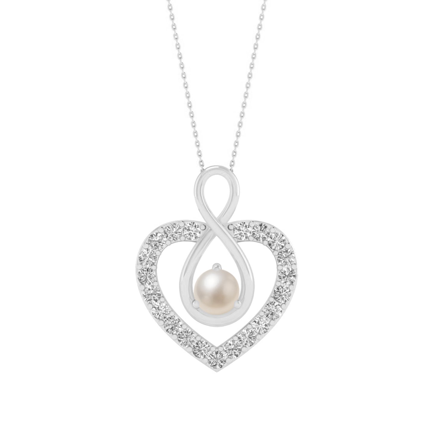 Infinity Heart Pendant | Sterling Silver Birthstone Necklace | Diamond Accent | Adjustable Chain | 15 Gemstone Choices
