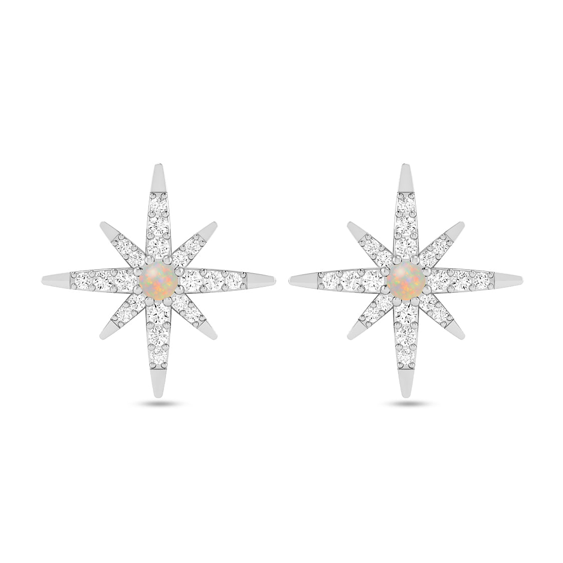 Celestial Starburst Stud Earrings | 925 Sterling Silver Birthstone Stud Earrings | Diamond Accent Gemstone Earrings | 15 Birthstone Options | Gift for Women