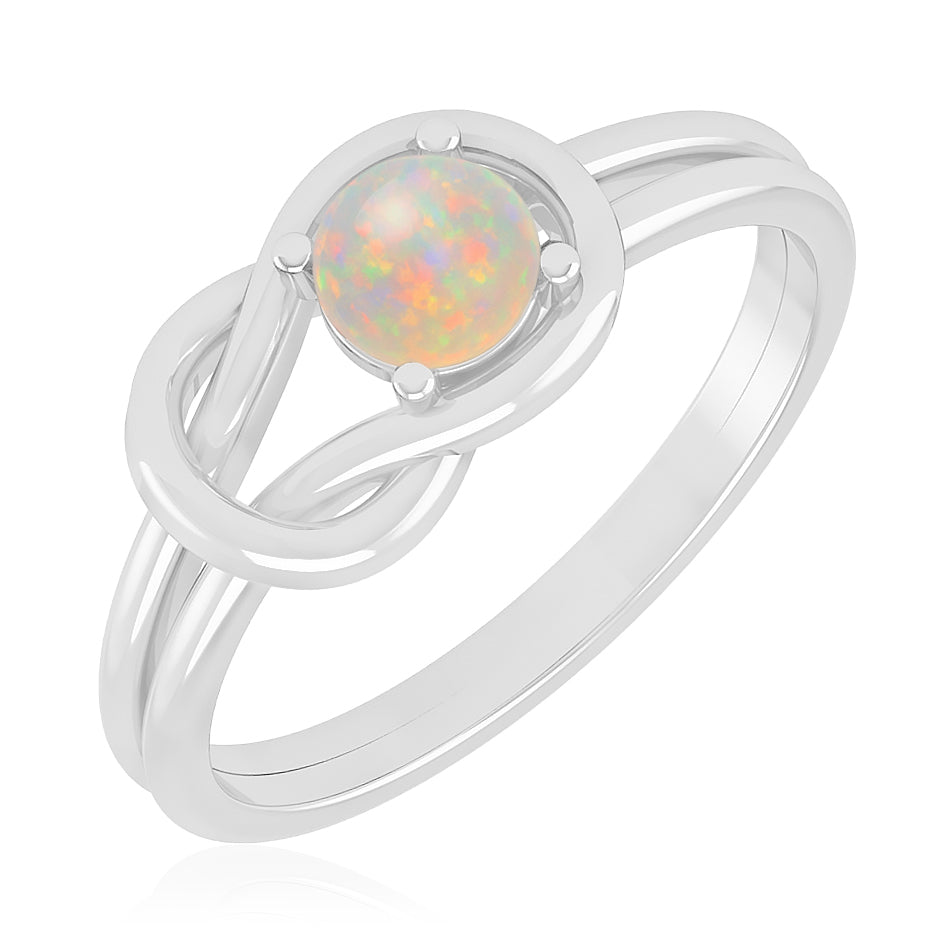 Infinity Knot Solitaire Ring | Sterling Silver Birthstone Ring | Genuine Gemstone & Diamond Studded Ring | Personalized Promise Ring | Gift for Her
