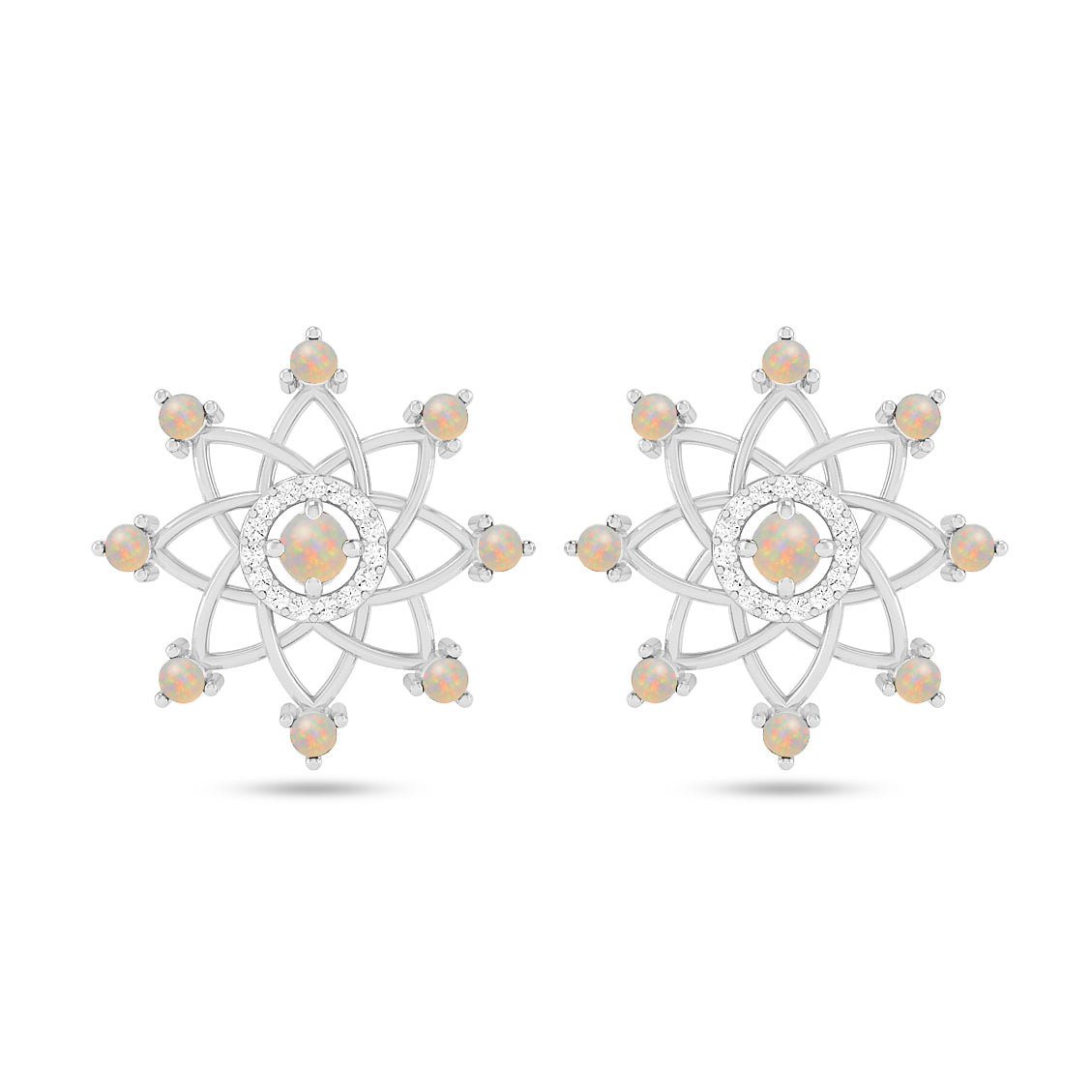Celestial Starburst Stud Earrings | 925 Sterling Silver Birthstone Stud Earrings | Diamond Accent Gemstone Earrings | 15 Birthstone Options | Gift for Women