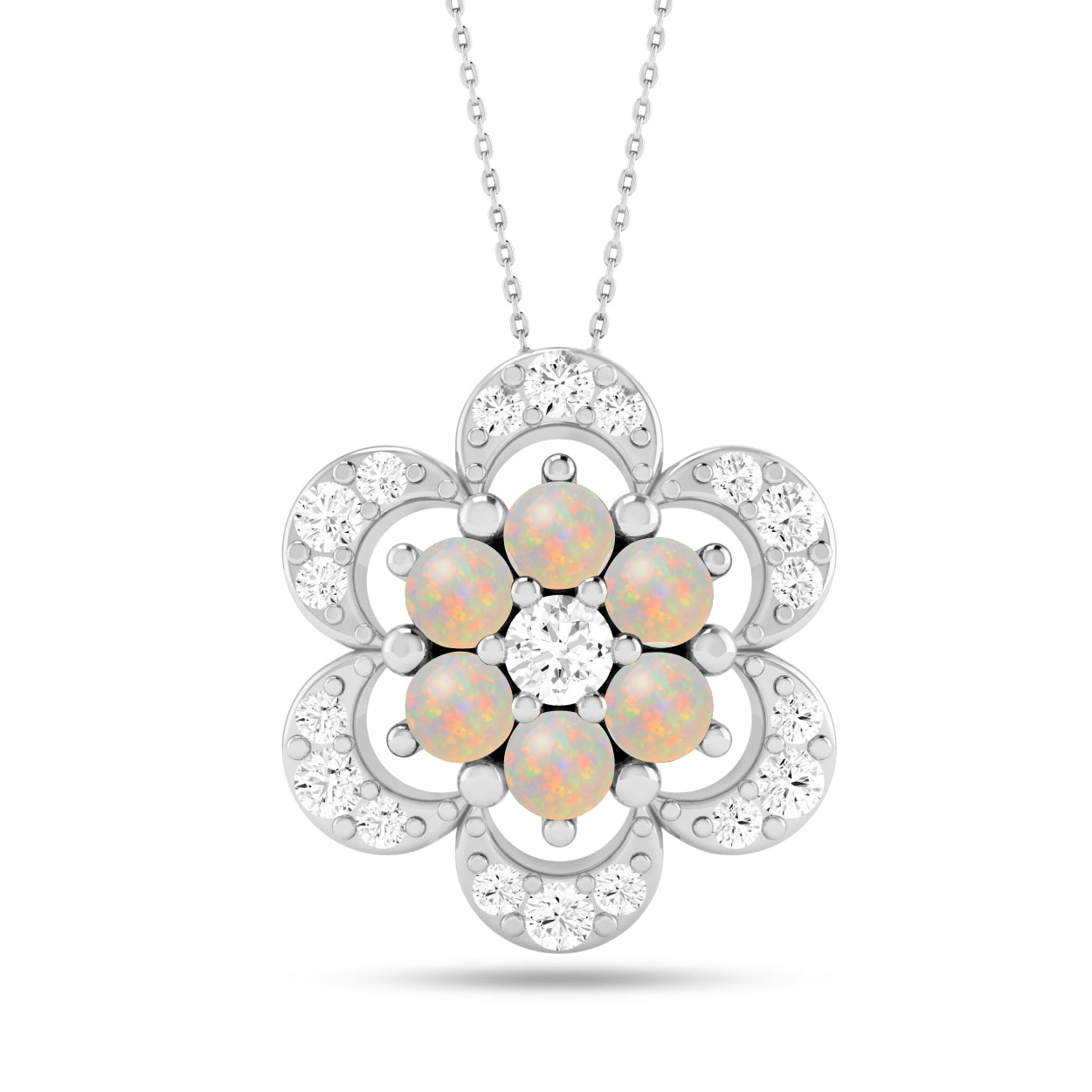Floral Cluster Pendant | Starburst Pendant | Heart Knot Teardrop Pendant | Sterling Silver Birthstone Necklace | Diamond Accent | Adjustable Chain | 15 Gemstone Choices