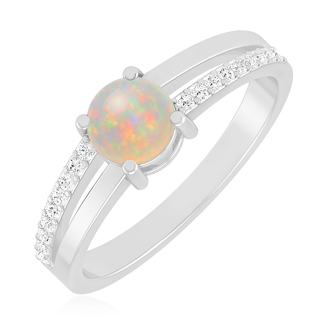 Split Shank Solitaire Ring | Sterling Silver Birthstone Ring | Genuine Gemstone & Diamond Studded Ring | Personalized Promise Ring | Gift for Her
