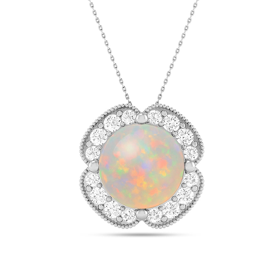 Floral Halo Pendant | Starburst Pendant | Heart Knot Teardrop Pendant | Sterling Silver Birthstone Necklace | Diamond Accent | Adjustable Chain | 15 Gemstone Choices