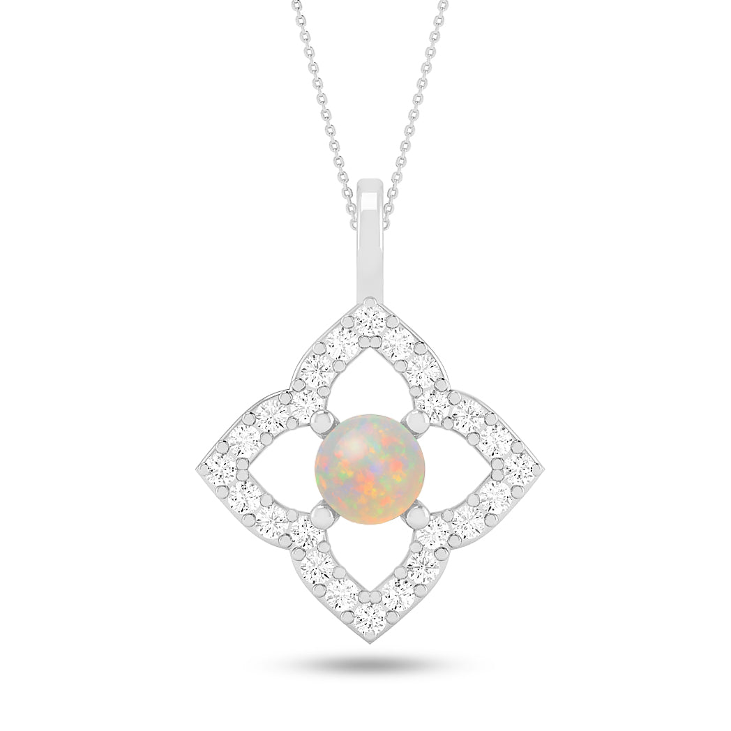 Floral Quatrefoil Halo Pendant | Starburst Pendant | Heart Knot Teardrop Pendant | Sterling Silver Birthstone Necklace | Diamond Accent | Adjustable Chain | 15 Gemstone Choices
