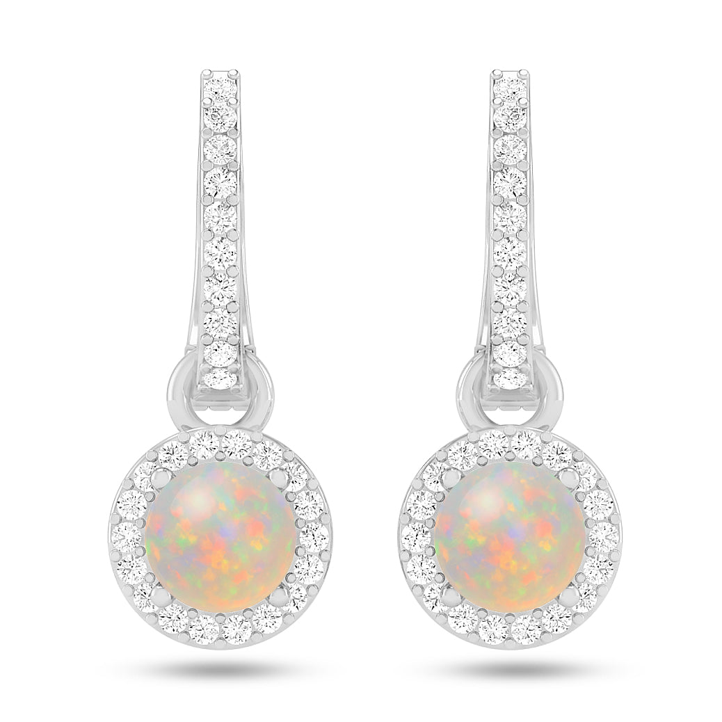 Round Halo Drop Earrings | 925 Sterling Silver Birthstone Stud Earrings | Diamond Accent Gemstone Earrings | 15 Birthstone Options | Gift for Women