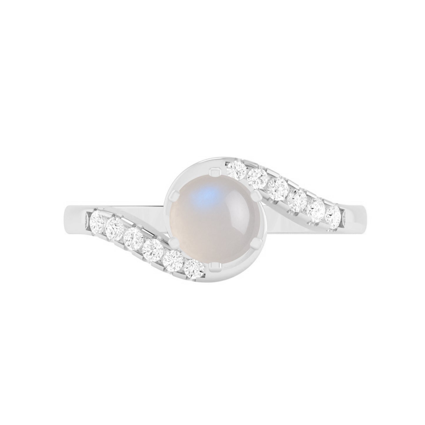 Bypass Solitaire Ring | Sterling Silver Birthstone Ring | Genuine Gemstone & Diamond Studded Ring | Personalized Promise Ring | Gift for Her