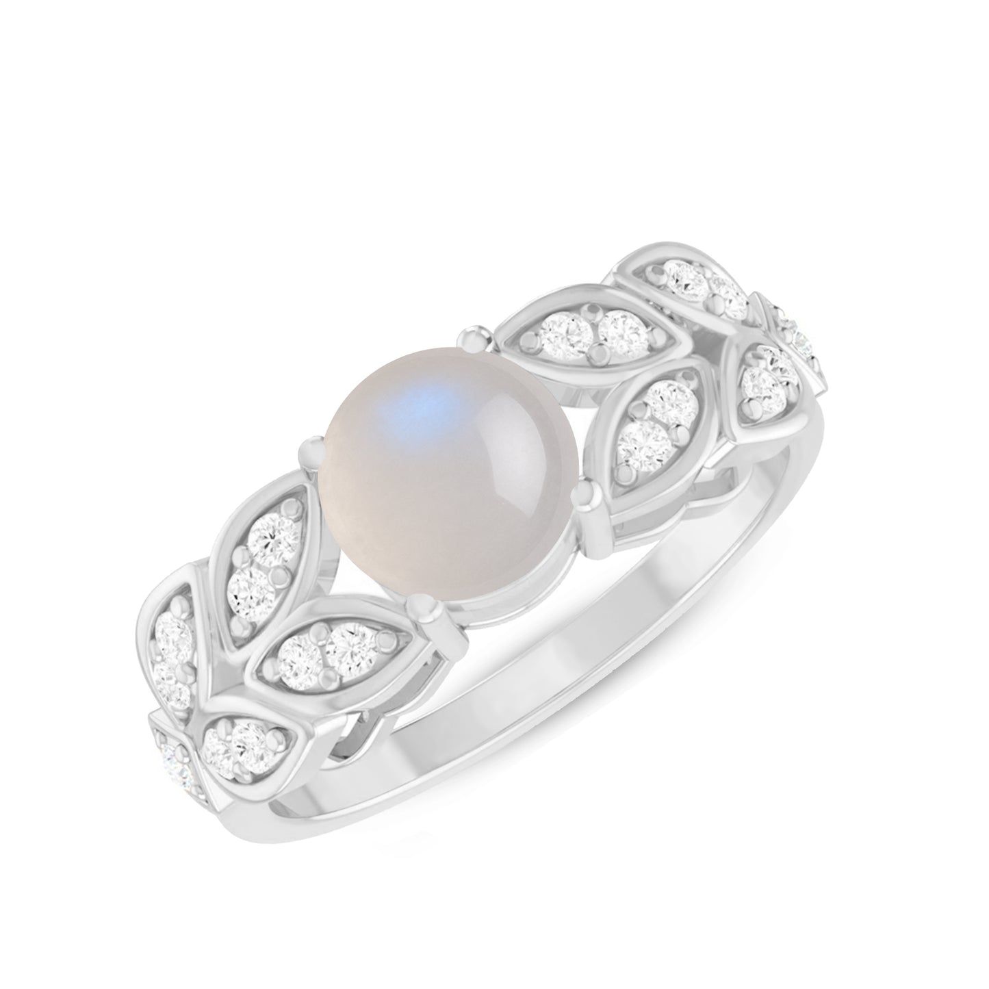 Nature-Inspired Leaf Ring | Sterling Silver Birthstone Ring | Genuine Gemstone & Diamond Studded Ring | Personalized Promise Ring | Gift for Her