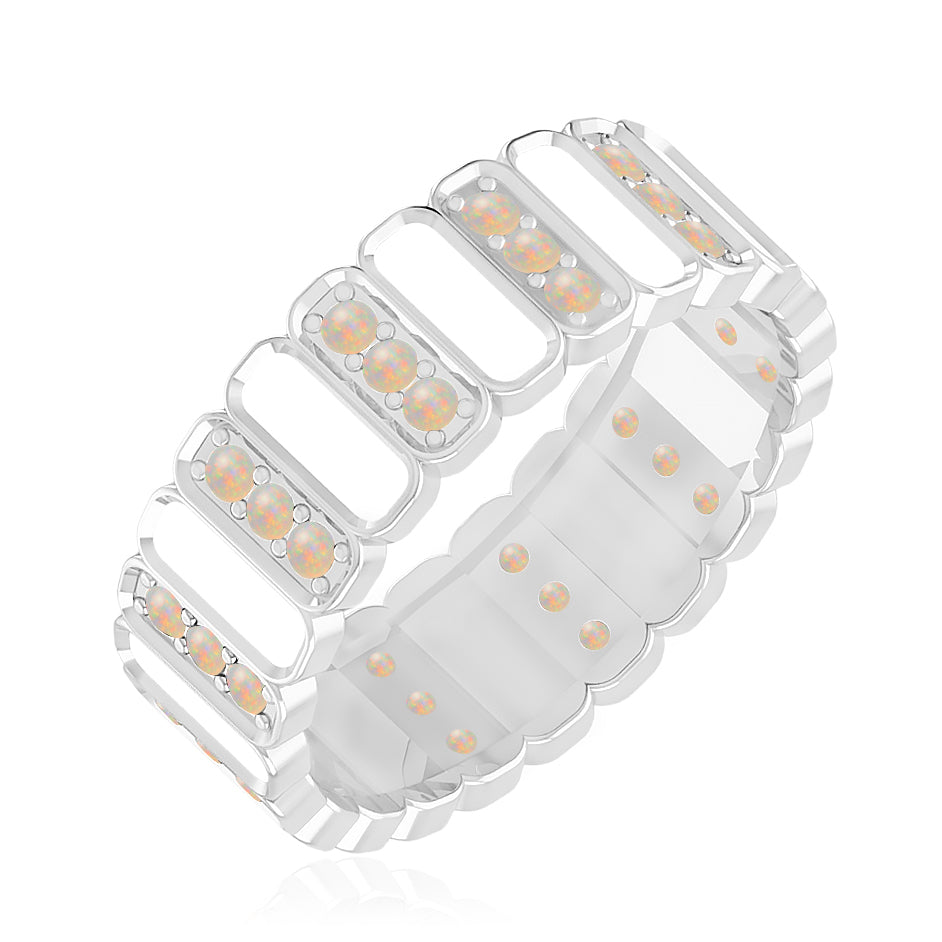 Full Eternity Band Ring | Sterling Silver Birthstone Ring | Genuine Gemstone & Diamond Studded Ring | Personalized Promise Ring | Gift for Her
